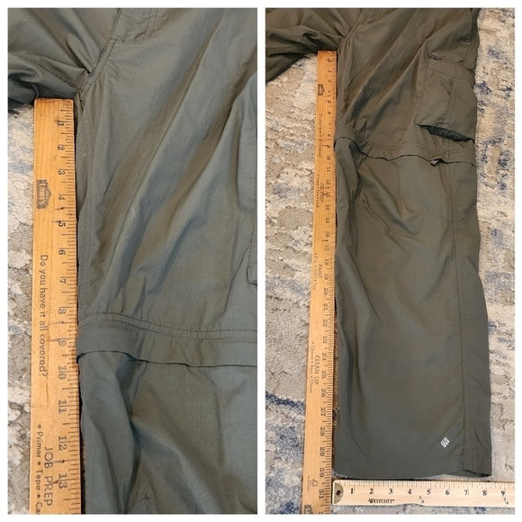 Columbia Green Convertible hiking pants. 2 belts. Zip off legs. Men's size 38x30 - Picture 14 of 16